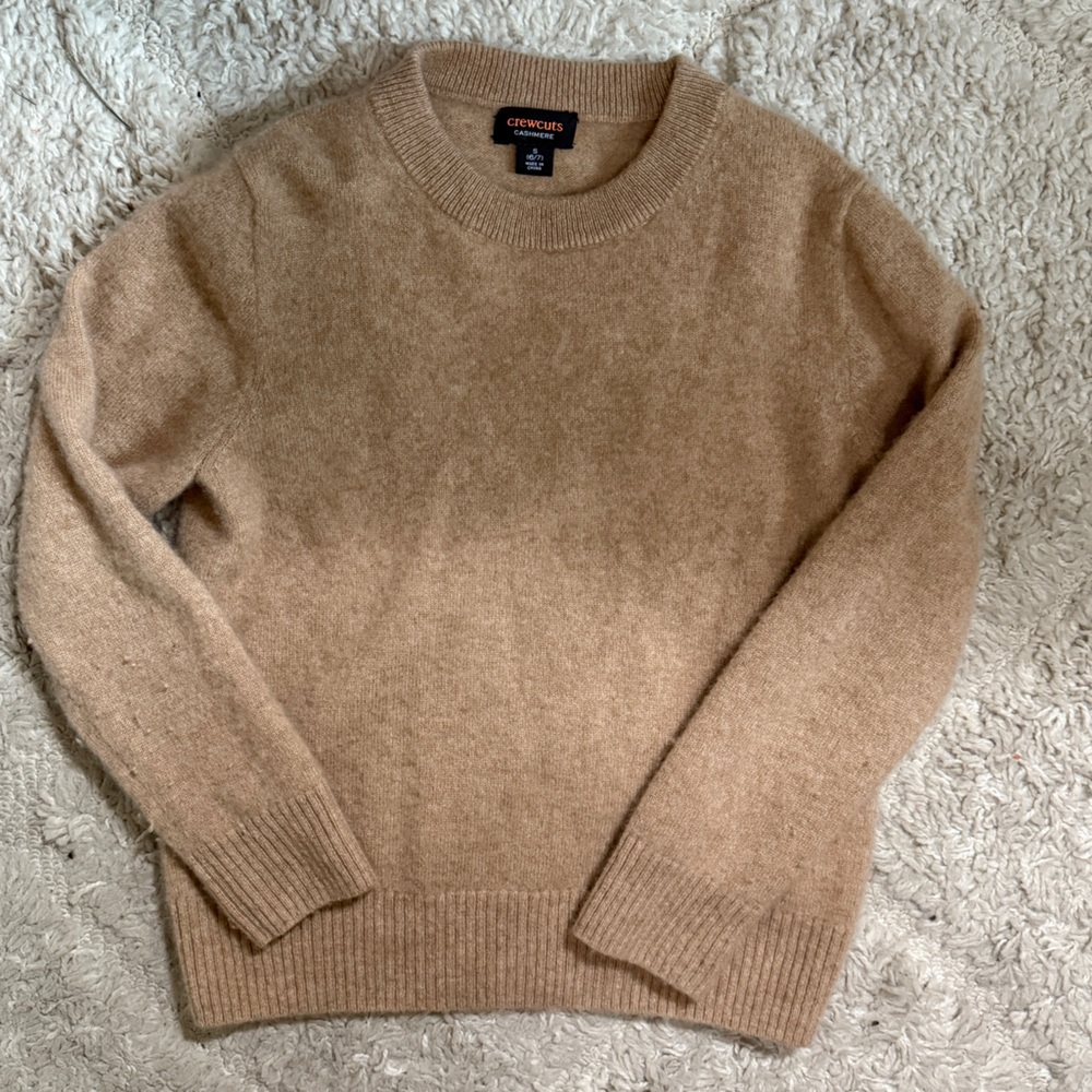 Crewcuts Boys Tan Crewneck Cashmere Sweater Size 6-7